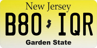 NJ license plate B80IQR