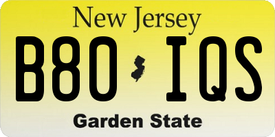 NJ license plate B80IQS