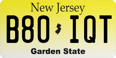NJ license plate B80IQT