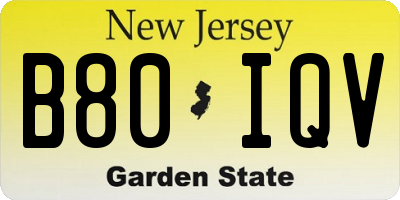 NJ license plate B80IQV