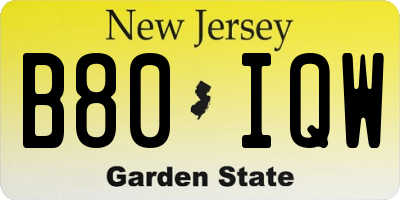 NJ license plate B80IQW