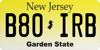 NJ license plate B80IRB