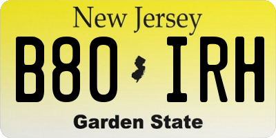NJ license plate B80IRH