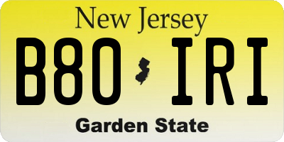 NJ license plate B80IRI