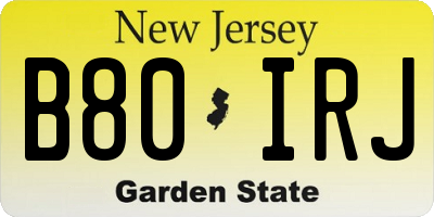 NJ license plate B80IRJ