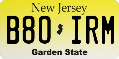 NJ license plate B80IRM