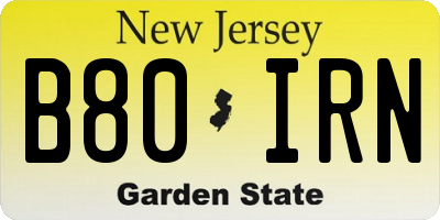 NJ license plate B80IRN