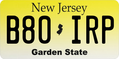 NJ license plate B80IRP