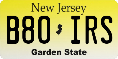 NJ license plate B80IRS