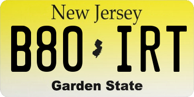 NJ license plate B80IRT