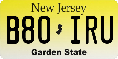 NJ license plate B80IRU