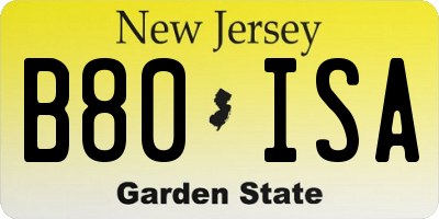 NJ license plate B80ISA