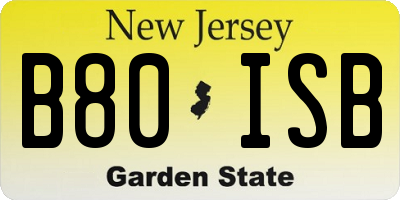 NJ license plate B80ISB