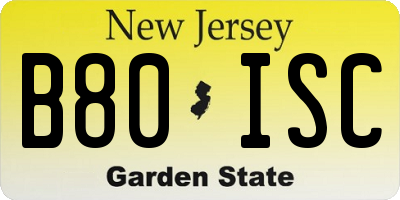 NJ license plate B80ISC