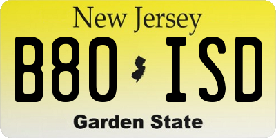 NJ license plate B80ISD