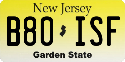 NJ license plate B80ISF
