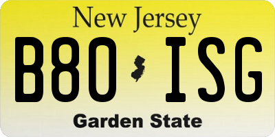 NJ license plate B80ISG