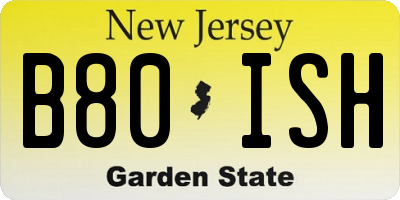 NJ license plate B80ISH