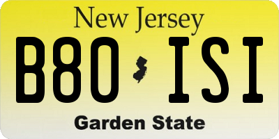 NJ license plate B80ISI