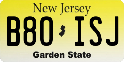 NJ license plate B80ISJ