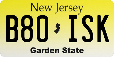 NJ license plate B80ISK