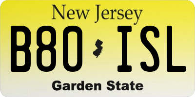 NJ license plate B80ISL