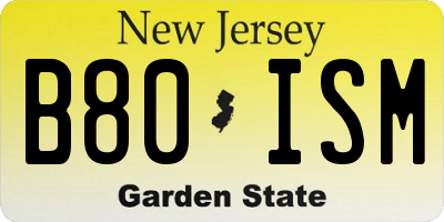 NJ license plate B80ISM