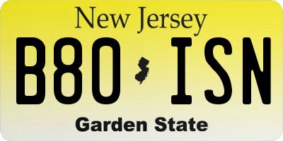NJ license plate B80ISN