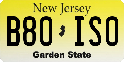 NJ license plate B80ISO
