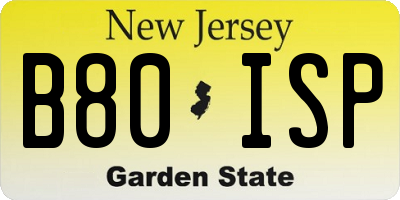 NJ license plate B80ISP