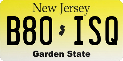 NJ license plate B80ISQ