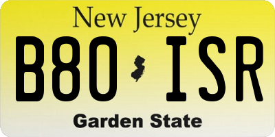 NJ license plate B80ISR