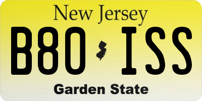 NJ license plate B80ISS