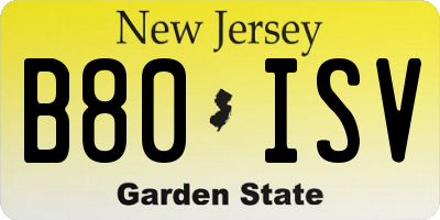 NJ license plate B80ISV