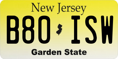 NJ license plate B80ISW