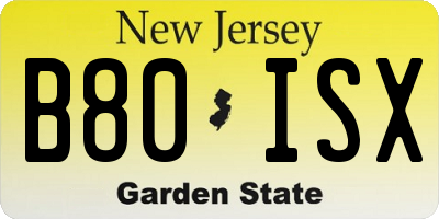NJ license plate B80ISX