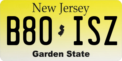 NJ license plate B80ISZ