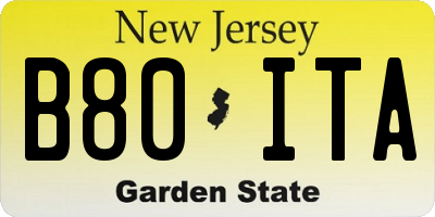 NJ license plate B80ITA