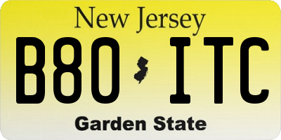 NJ license plate B80ITC