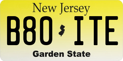 NJ license plate B80ITE