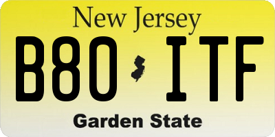 NJ license plate B80ITF