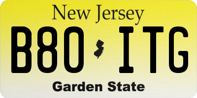 NJ license plate B80ITG