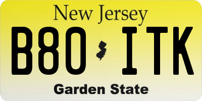 NJ license plate B80ITK