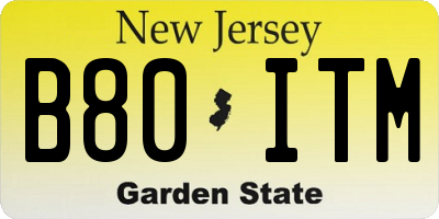 NJ license plate B80ITM