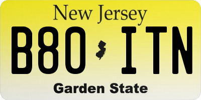 NJ license plate B80ITN