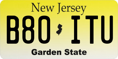 NJ license plate B80ITU