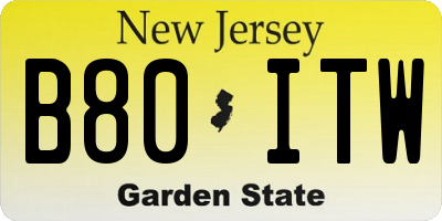 NJ license plate B80ITW