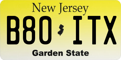 NJ license plate B80ITX