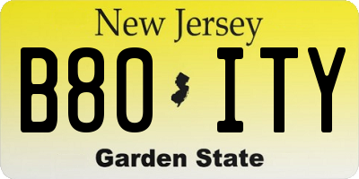 NJ license plate B80ITY