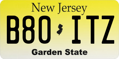 NJ license plate B80ITZ